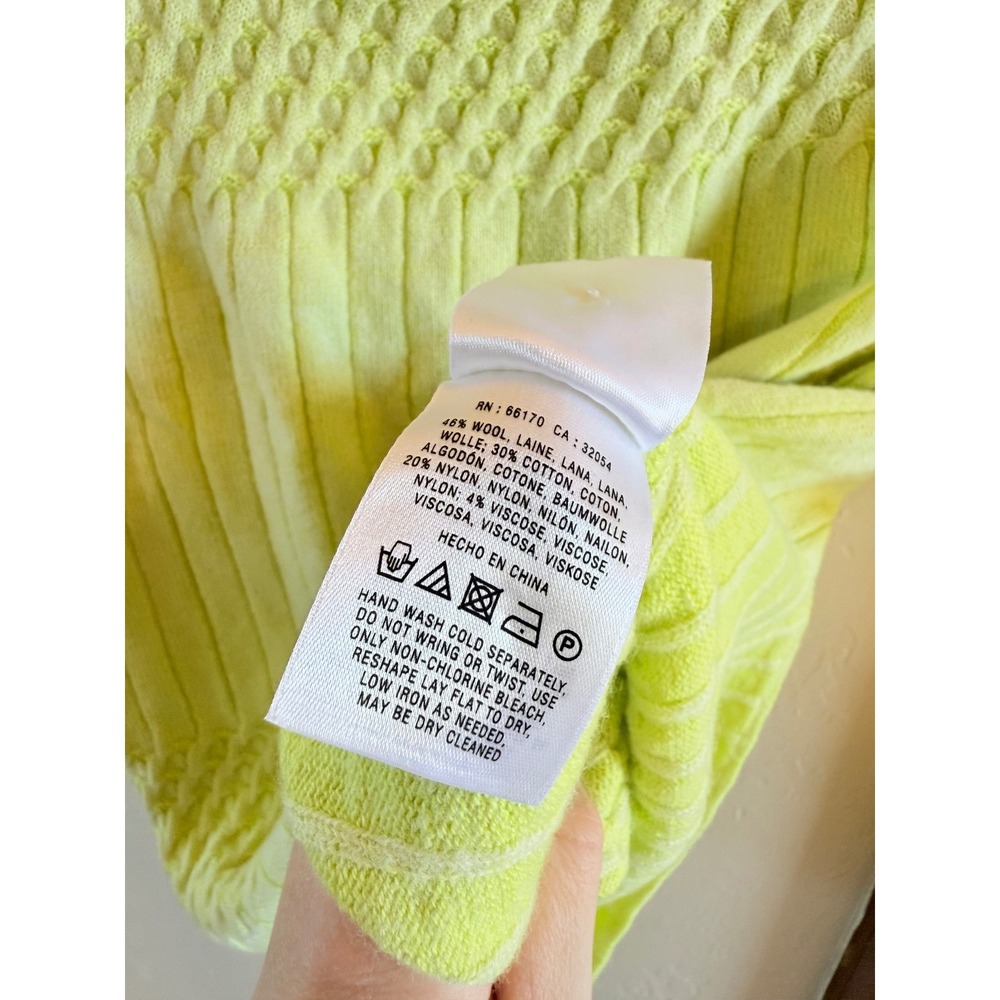 Anthro HWR Wool Blend Textured Knit Citron Lemon Sweater Top Size S Twee Girl - Picture 6 of 7